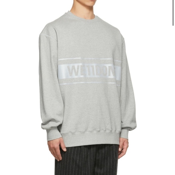 NEW We11done Gray Reflective Logo Sweatshirt - Picture 4 of 9
